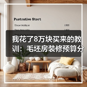 我花了8万块买来的教训:毛坯房装修预算分配与工序衔接全攻略(图1) 我花了8万块买来的教训:毛坯房装修预算分配与工序衔接全攻略(图1)